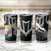 Custom Curacao Football Tumbler Cup Go La Familia Azul Black Style - Wonder Print Shop