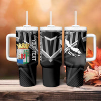Custom Curacao Football Tumbler With Handle Go La Familia Azul Black Style - Wonder Print Shop