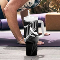 Custom Curacao Football Tumbler With Handle Go La Familia Azul Black Style - Wonder Print Shop