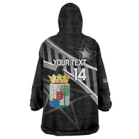 Custom Curacao Football Wearable Blanket Hoodie Go La Familia Azul Black Style - Wonder Print Shop