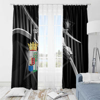 Custom Curacao Football Window Curtain Go La Familia Azul Black Style - Wonder Print Shop