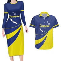 Custom Baseball Curacao Couples Matching Long Sleeve Bodycon Dress and Hawaiian Shirt Go Champions Korsou Curve Vibes - Wonder Print Shop