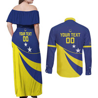 Custom Baseball Curacao Couples Matching Off Shoulder Maxi Dress and Long Sleeve Button Shirt Go Champions Korsou Curve Vibes - Wonder Print Shop