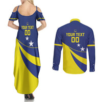Custom Baseball Curacao Couples Matching Summer Maxi Dress and Long Sleeve Button Shirt Go Champions Korsou Curve Vibes - Wonder Print Shop