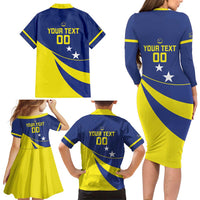 Custom Baseball Curacao Family Matching Long Sleeve Bodycon Dress and Hawaiian Shirt Go Champions Korsou Curve Vibes - Wonder Print Shop