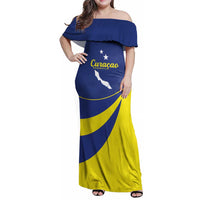 Custom Baseball Curacao Family Matching Off Shoulder Maxi Dress and Hawaiian Shirt Go Champions Korsou Curve Vibes - Wonder Print Shop