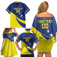 Custom Baseball Curacao Family Matching Off Shoulder Short Dress and Hawaiian Shirt Go Champions Korsou Curve Vibes - Wonder Print Shop