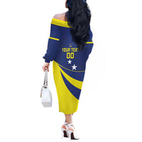 Custom Baseball Curacao Off The Shoulder Long Sleeve Dress Go Champions Korsou Curve Vibes - Wonder Print Shop