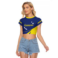 Custom Baseball Curacao Raglan Cropped T Shirt Go Champions Korsou Curve Vibes - Wonder Print Shop