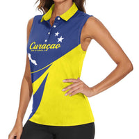Custom Baseball Curacao Women Sleeveless Polo Shirt Go Champions Korsou Curve Vibes - Wonder Print Shop