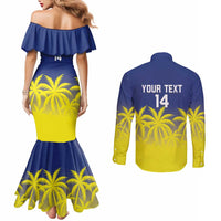 Custom Baseball Curacao Couples Matching Mermaid Dress and Long Sleeve Button Shirt 2025 Korsou de Palmbomen - Wonder Print Shop