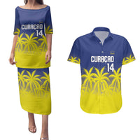 Custom Baseball Curacao Couples Matching Puletasi and Hawaiian Shirt 2025 Korsou de Palmbomen - Wonder Print Shop
