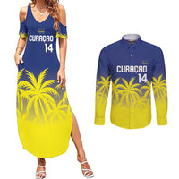 Custom Baseball Curacao Couples Matching Summer Maxi Dress and Long Sleeve Button Shirt 2025 Korsou de Palmbomen - Wonder Print Shop