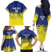 Custom Baseball Curacao Family Matching Off The Shoulder Long Sleeve Dress and Hawaiian Shirt 2025 Korsou de Palmbomen - Wonder Print Shop