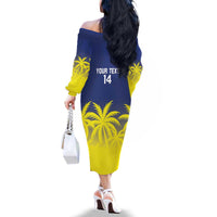 Custom Baseball Curacao Family Matching Off The Shoulder Long Sleeve Dress and Hawaiian Shirt 2025 Korsou de Palmbomen - Wonder Print Shop