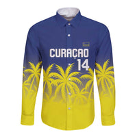 Custom Baseball Curacao Long Sleeve Button Shirt 2025 Korsou de Palmbomen - Wonder Print Shop