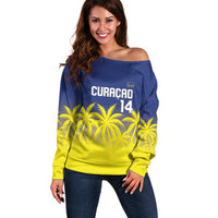 Custom Baseball Curacao Off Shoulder Sweater 2025 Korsou de Palmbomen - Wonder Print Shop