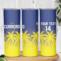 Custom Baseball Curacao Skinny Tumbler 2025 Korsou de Palmbomen - Wonder Print Shop