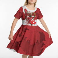 Canada Day Proud 2026 Kid Short Sleeve Dress Canadian Moose Soccer Is Coming Home