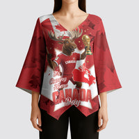 Canada Day Proud 2026 Kimono Sleeve Blouse Canadian Moose Soccer Is Coming Home