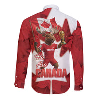 Canada Day Proud 2026 Long Sleeve Button Shirt Canadian Moose Soccer Is Coming Home
