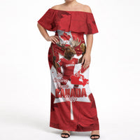 Canada Day Proud 2026 Off Shoulder Maxi Dress Canadian Moose Soccer Is Coming Home