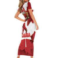 Canada Day Proud 2026 Short Sleeve Bodycon Dress Canadian Moose Soccer Is Coming Home