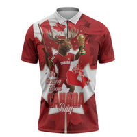 Canada Day Proud 2026 Zipper Polo Shirt Canadian Moose Soccer Is Coming Home