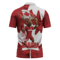 Canada Day Proud 2026 Zipper Polo Shirt Canadian Moose Soccer Is Coming Home