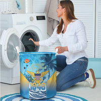 US Virgin Islands Independence Day Laundry Basket 1848 Proud Palm Tropical Style