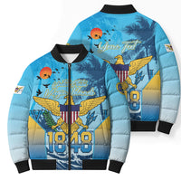 US Virgin Islands Independence Day Personalized Bomber Puffer Jacket 1848 Proud Palm Tropical Style