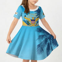 US Virgin Islands Independence Day Personalized Kid Short Sleeve Dress 1848 Proud Palm Tropical Style