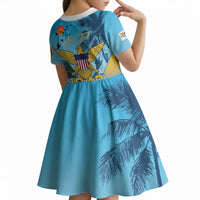 US Virgin Islands Independence Day Personalized Kid Short Sleeve Dress 1848 Proud Palm Tropical Style