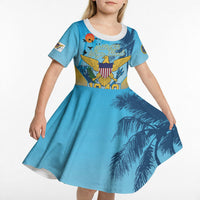 US Virgin Islands Independence Day Personalized Kid Short Sleeve Dress 1848 Proud Palm Tropical Style