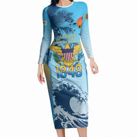 US Virgin Islands Independence Day Personalized Long Sleeve Bodycon Dress 1848 Proud Palm Tropical Style