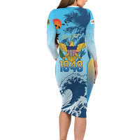 US Virgin Islands Independence Day Personalized Long Sleeve Bodycon Dress 1848 Proud Palm Tropical Style