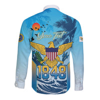 US Virgin Islands Independence Day Personalized Long Sleeve Button Shirt 1848 Proud Palm Tropical Style
