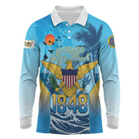 US Virgin Islands Independence Day Personalized Long Sleeve Polo Shirt 1848 Proud Palm Tropical Style