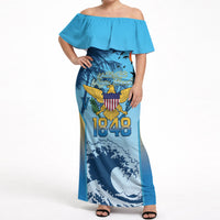 US Virgin Islands Independence Day Personalized Off Shoulder Maxi Dress 1848 Proud Palm Tropical Style