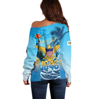 US Virgin Islands Independence Day Personalized Off Shoulder Sweater 1848 Proud Palm Tropical Style