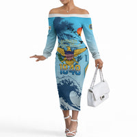 US Virgin Islands Independence Day Personalized Off The Shoulder Long Sleeve Dress 1848 Proud Palm Tropical Style