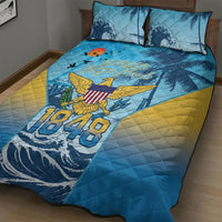 US Virgin Islands Independence Day Quilt Bed Set 1848 Proud Palm Tropical Style