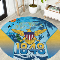 US Virgin Islands Independence Day Round Carpet 1848 Proud Palm Tropical Style
