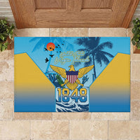 US Virgin Islands Independence Day Rubber Doormat 1848 Proud Palm Tropical Style