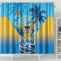US Virgin Islands Independence Day Shower Curtain 1848 Proud Palm Tropical Style
