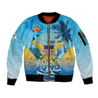 US Virgin Islands Independence Day Personalized Sleeve Zip Bomber Jacket 1848 Proud Palm Tropical Style