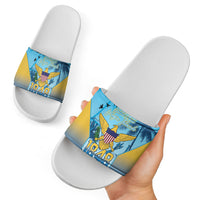 US Virgin Islands Independence Day Slide Sandals 1848 Proud Palm Tropical Style