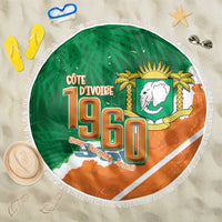 Cote d'Ivoire Independence Day Beach Blanket 1960 Proud Coat Of Arms Grunge Style
