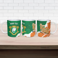 Cote d'Ivoire Independence Day Personalized Ceramic Mug 1960 Proud Coat Of Arms Grunge Style