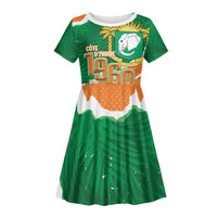 Cote d'Ivoire Independence Day Personalized Kid Short Sleeve Dress 1960 Proud Coat Of Arms Grunge Style